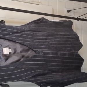 lined suede leather pin stripes vest